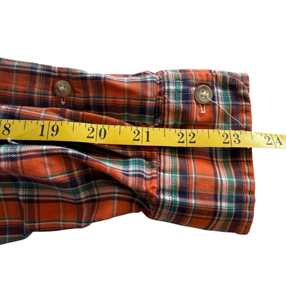 Ralph Lauren Button Down Dress Shirt Medium Classic Fit Orange Blue Plaid Preppy - Picture 5 of 8